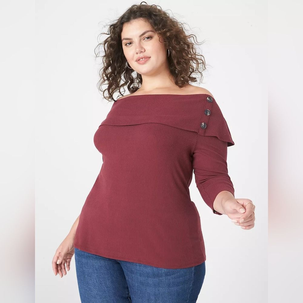 Lane Bryant Classic 3/4-Sleeve Off-The-Shoulder Cowl Top Sz 22/24 NWT